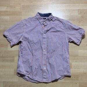 Men's Orange and Blue Checkered Shirt